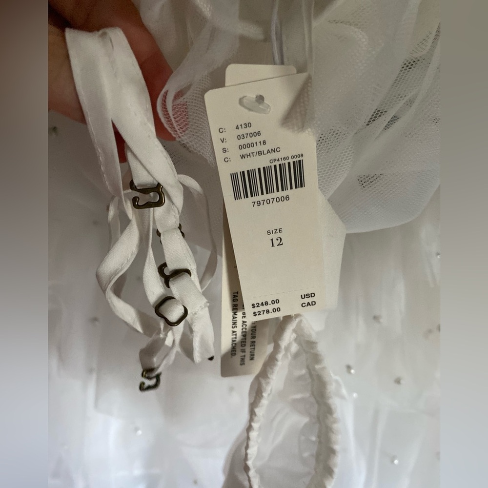 Maeve White Strapless Tiered Tulle Cocktail Mini Dress by Anthropologie - Picture 10 of 11